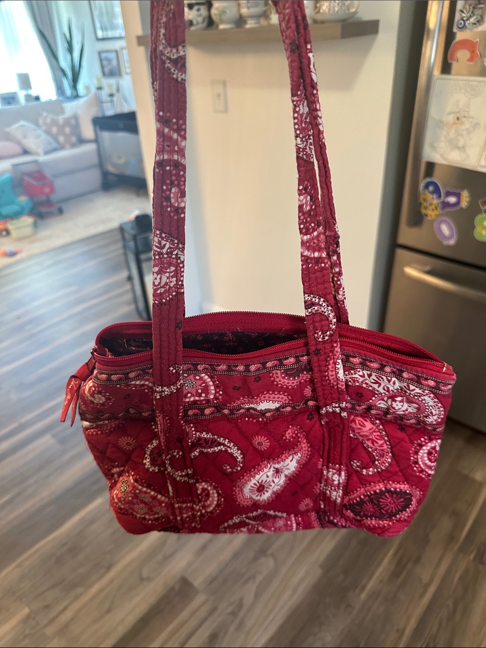 Vera Bradley Red Paisley Quilted Shoulder Bag